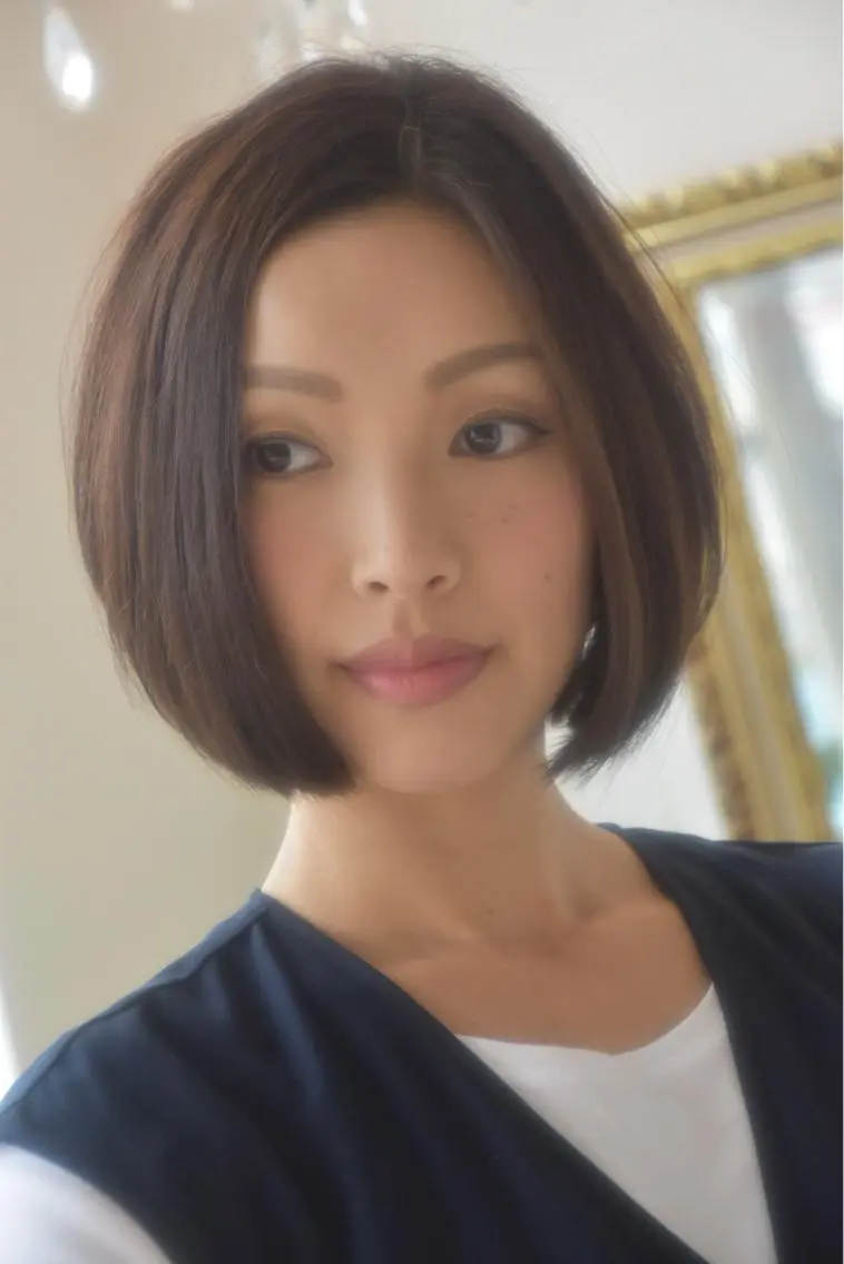 ミディアム カラー アッシュ アッシュブラウン ブラウンカラー ボブ 長谷川 浩章のヘアスタイル