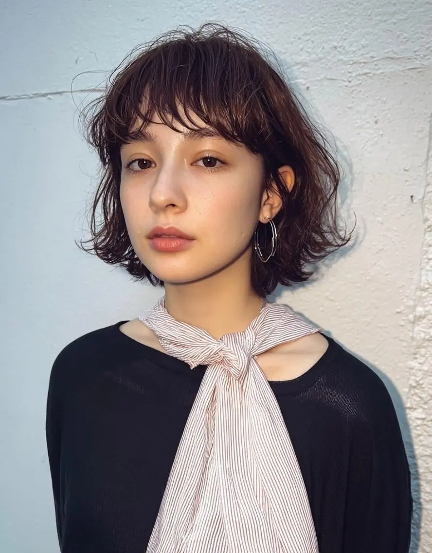 ミディアム パーマ デザインカラー✨ 透明感カラー菊地真保のヘアスタイル