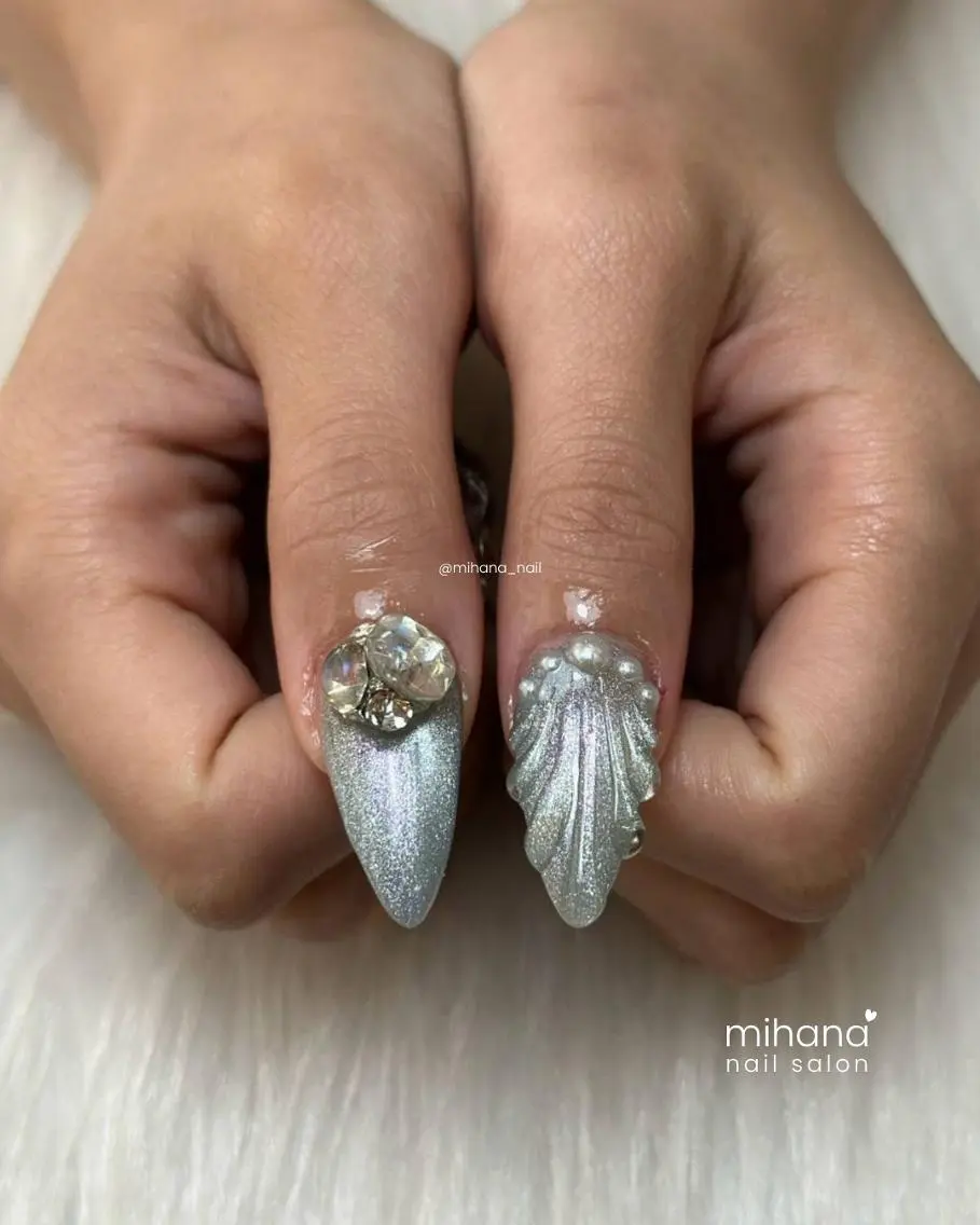 ネイル ジェルネイル マグネットネイル 持ち込み オフィスネイル パラジェル lunii 𓂃♡ mihanaのネイルデザイン