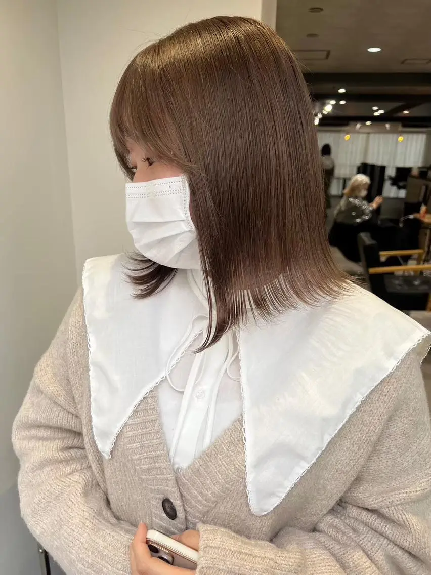 ミディアム カラー ブラウンカラー 🫧透明感/ツヤ髪/ ベージュ いちご🍓のヘアスタイル
