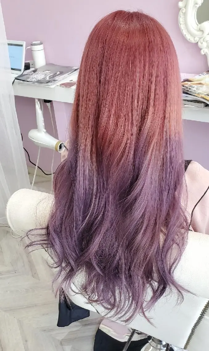 ロング ヘアアレンジ カラー ピンクカラー パープルカラー ナカシマ  アユミのヘアスタイル