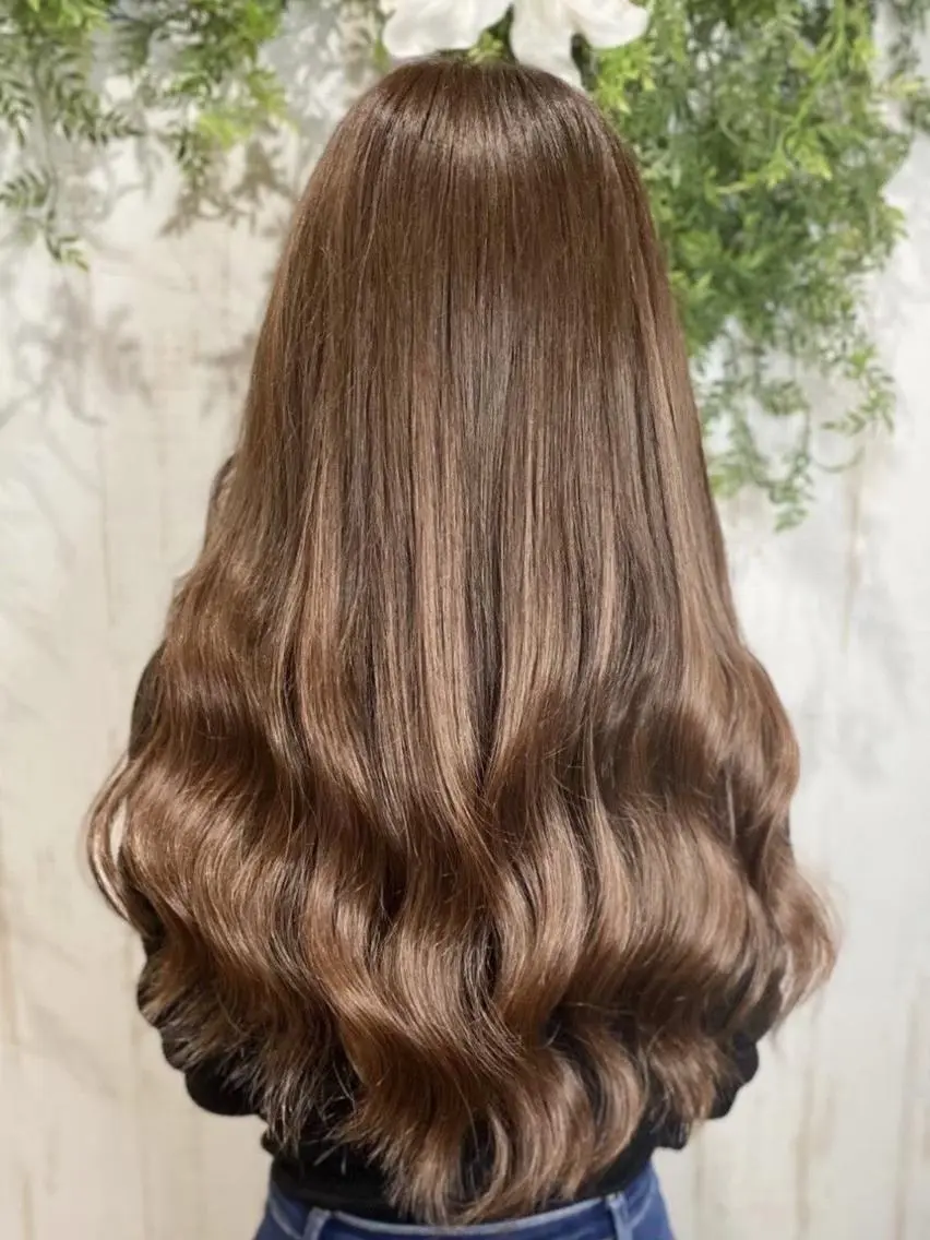ロング カラー 大阪レミーエクステ チビ編み込みのヘアスタイル