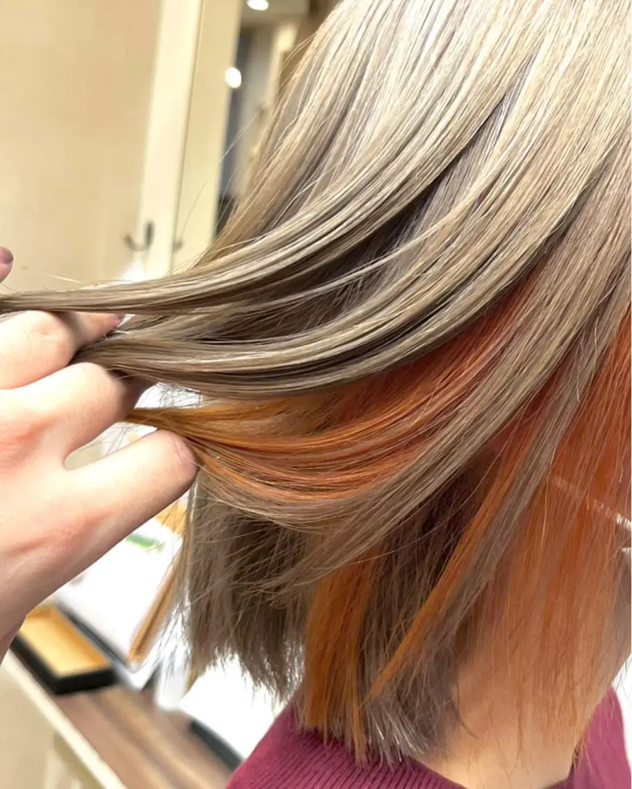 ミディアム カラー ヘアカラー トリートメント 個性派ウルフ/メンズ /ブリーチ/パーマのヘアスタイル
