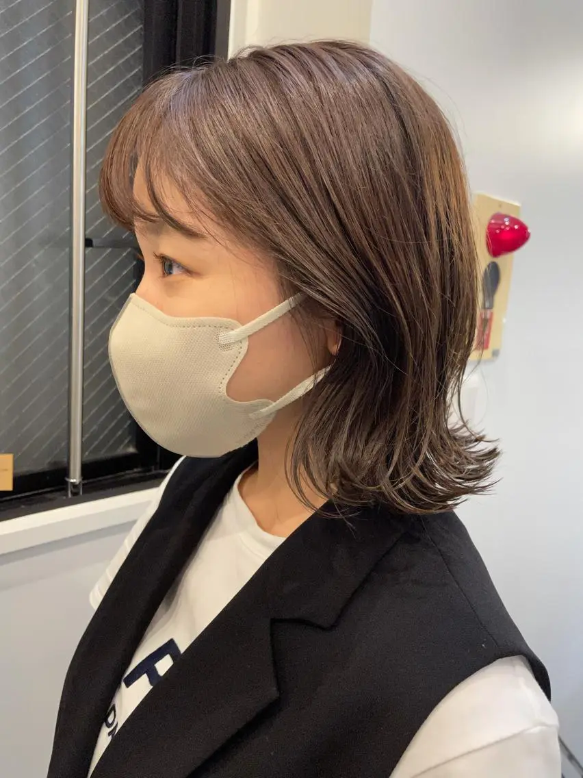 ミディアム カット やまさきえりこ ニュアンスパーマのヘアスタイル