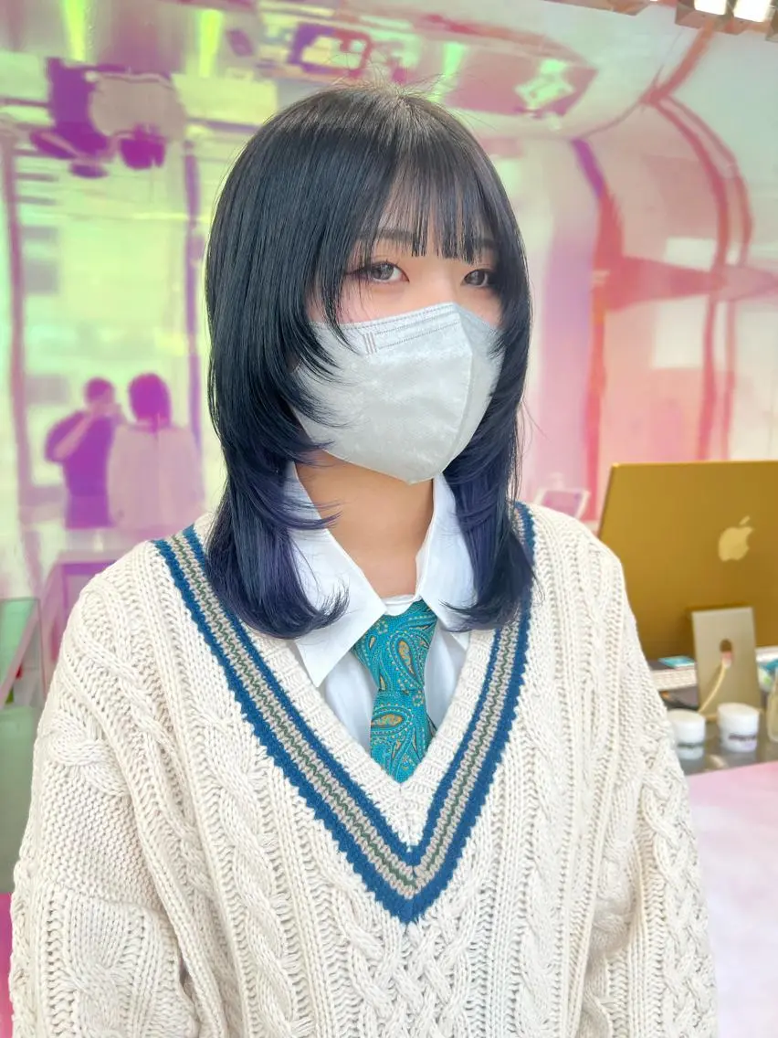 ミディアム カラー パーマ ヘアアレンジ メンズ キッズ ネイル マツエク・マツパ アイブロウ メンズウルフカット ウルフカット KANAMI 🌏のヘアスタイル