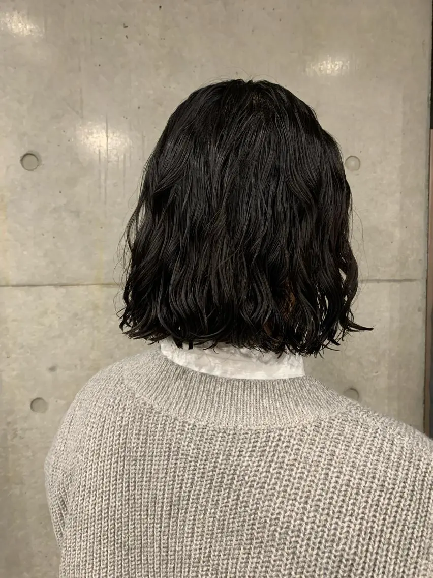 ミディアム パーマ ボブパーマコテ巻き風 パーマNo1深江秀平のヘアスタイル
