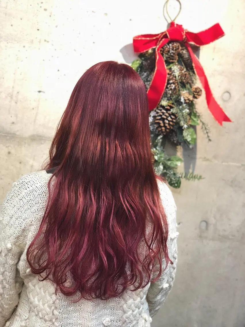 セミロング カラー ブリーチ グラデーションカラー ピンクカラー レッドカラー カット ヘアカラー トリートメント ヘアセット センスをお届けします 大谷将生infpのヘアスタイル