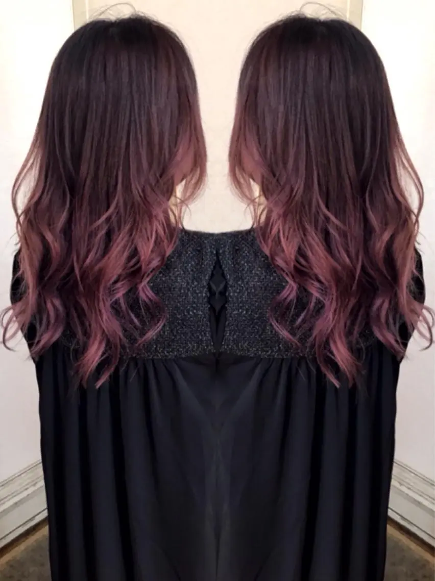 ロング カラー パーマ グラデーションカラー ピンクカラー ヘアカラー トリートメント 三輪 太一のヘアスタイル