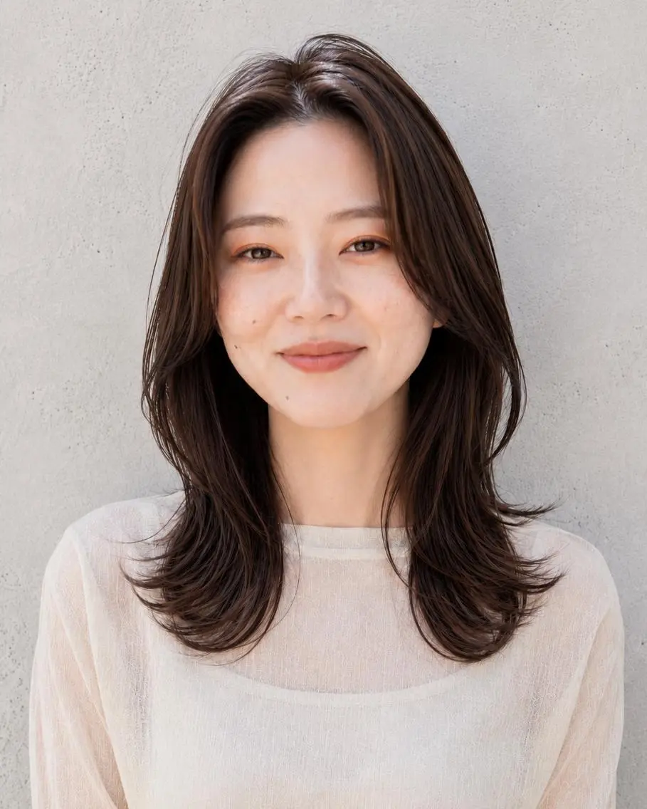 セミロング 女性カット&カラー モデル⭐️大坂望心のヘアスタイル