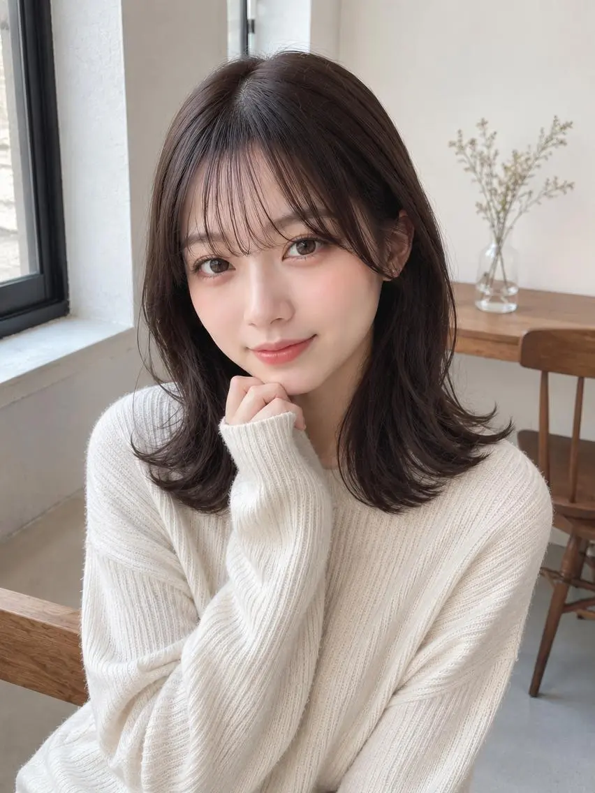 ミディアム カラー 透明感カラー 髪質改善 似合わせカット loty すずなのヘアスタイル
