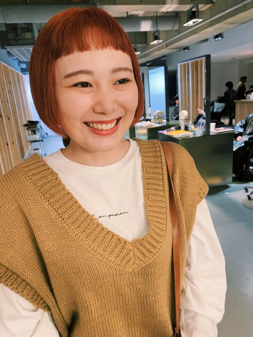 ショート カラー オレンジ ボブ tension 【テンション】のヘアスタイル