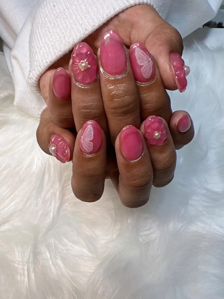 ネイル オーロラネイル フラワーネイル 春ネイル coco nailのネイルデザイン