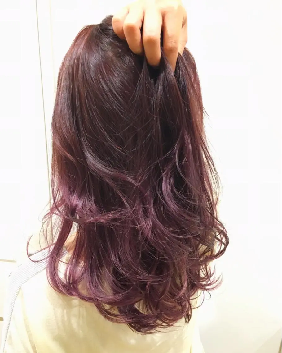 ロング パープルカラー カット ヘアカラー 南都 良太のヘアスタイル