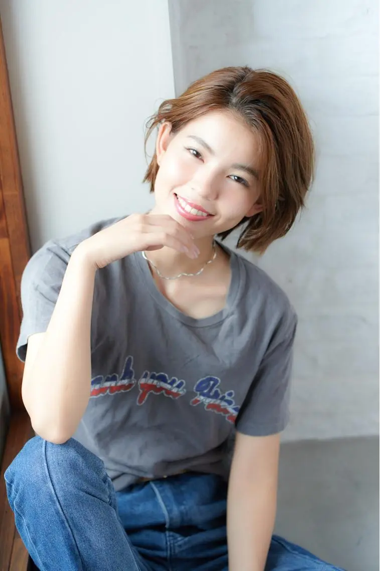 ショート カラー ベージュカラー 黒髪 ブルーカラー ブルーブラック イヤリングカラー カット ヘアカラー ヘアセット 👑👑👑👑工藤 敬👑👑👑👑のヘアスタイル