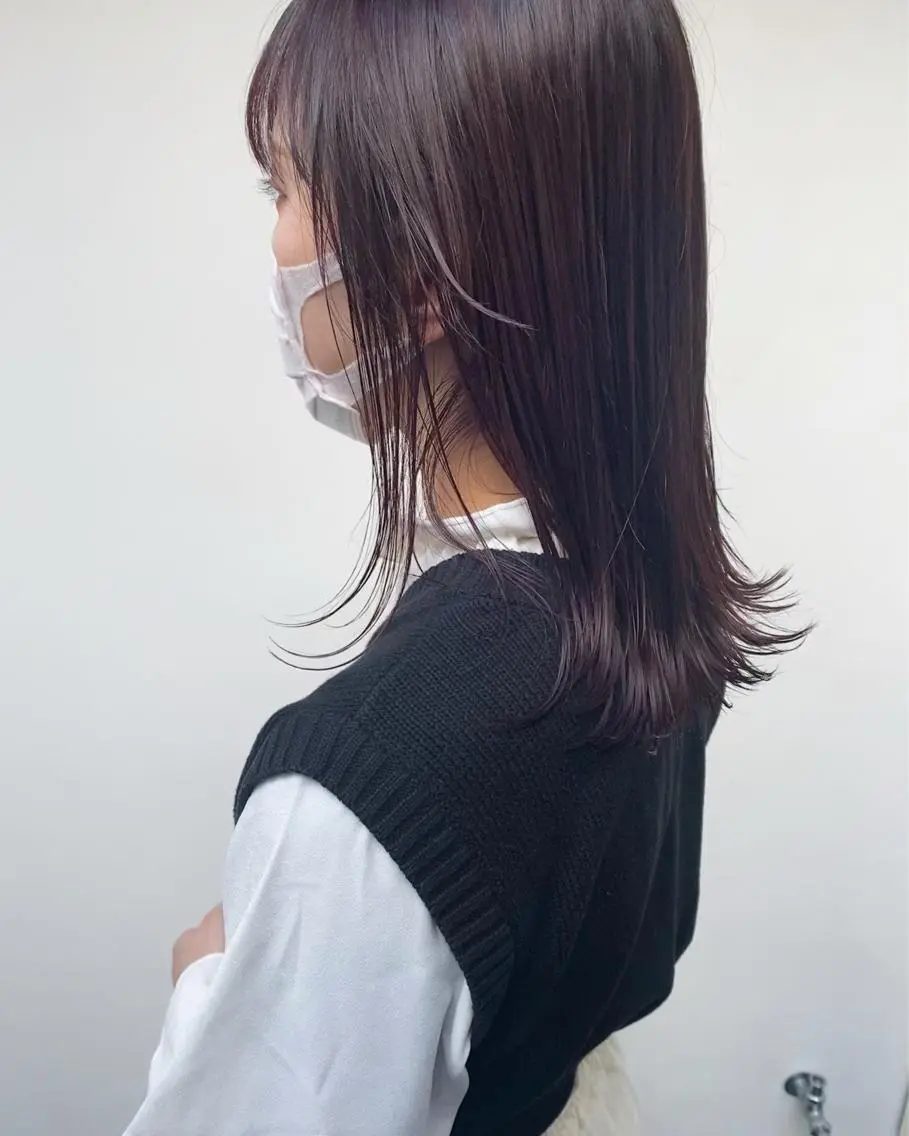 セミロング カラー ブリーチ ブラウンカラー ブリーチなしカラー ピンクカラー ピンクブラウン tonari 梅田、中崎町のヘアスタイル