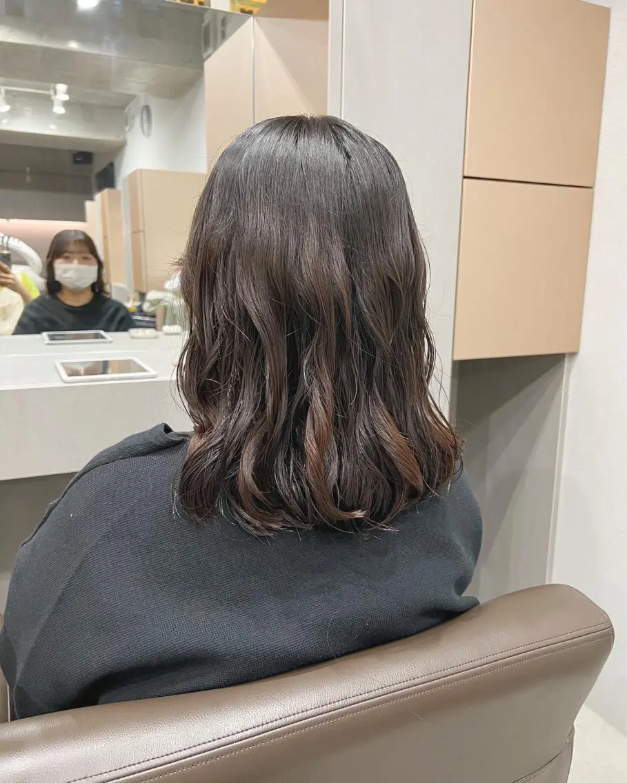 ミディアム パーマ カット パーマ トリートメント ボブパーマコテ巻き風 パーマNo1深江秀平のヘアスタイル