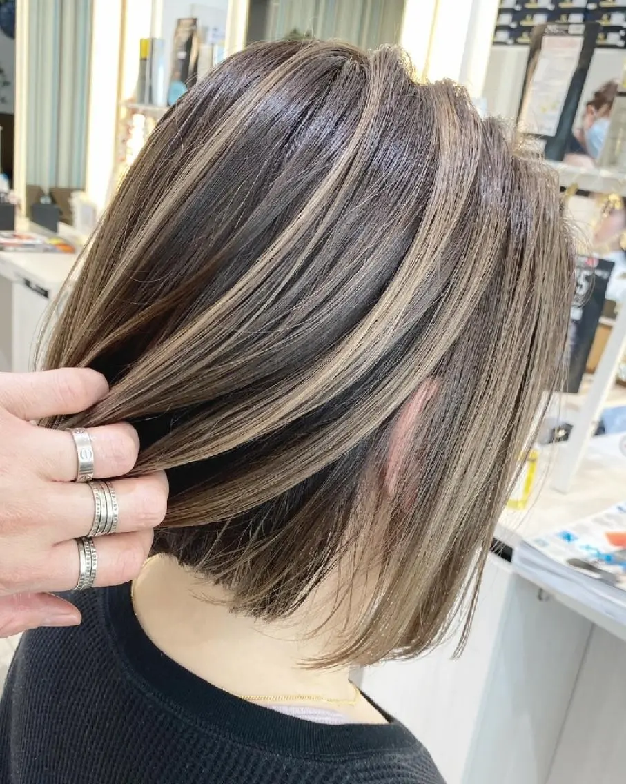 ショート カラー ハイライトカラー ハイライト ヘアカラー ＡＳＨ大宮/ブリーチ 髪質改善/カラーのヘアスタイル