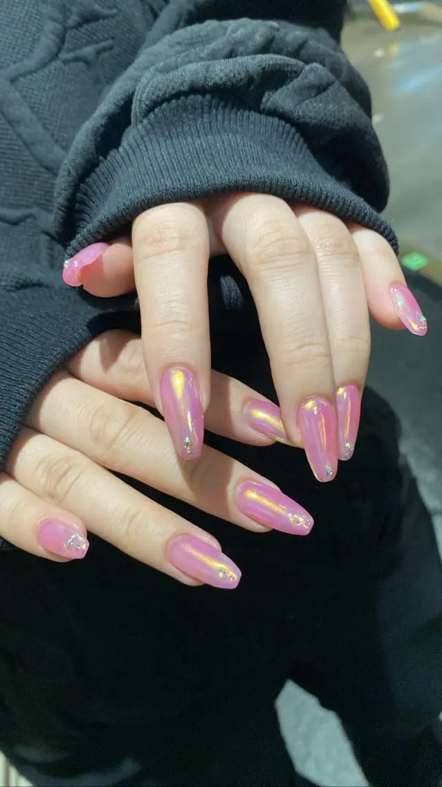 ロング ネイル ミラーネイル tetty nailsalonのネイルデザイン