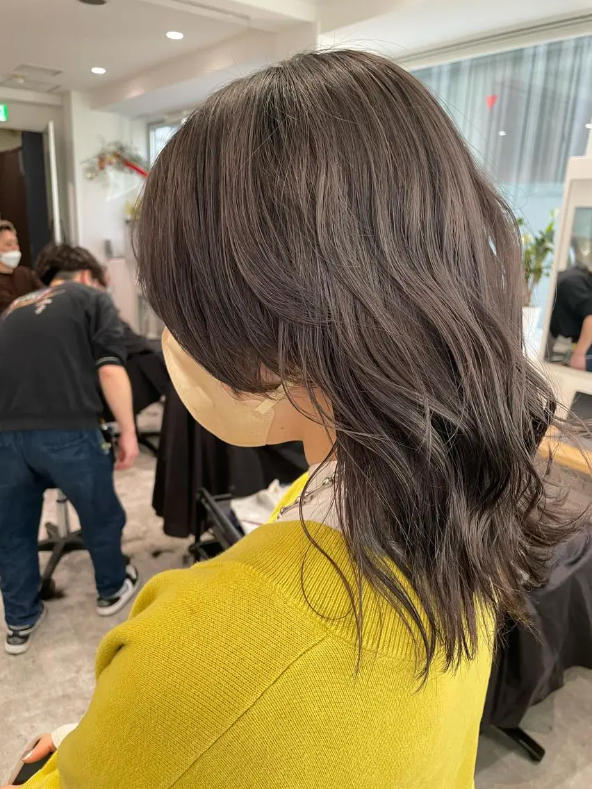 セミロング カラー ヘアカラー 京都美容師 塩のヘアスタイル