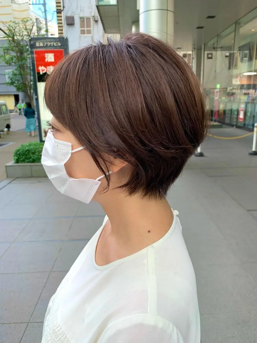ショート カラー ショートヘア 小顔カット カット ヘアカラー トリートメント 中津No.1髪質改善 店長✨透ける暗髪のヘアスタイル