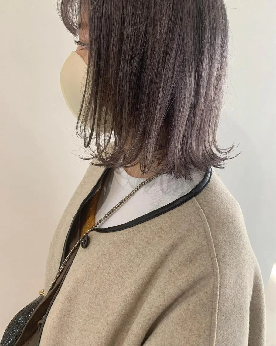 ミディアム カラー グレージュ ラベンダーカラー ラベンダーグレージュ ラベンダーグレー ANY／SUE 千葉パーマのヘアスタイル