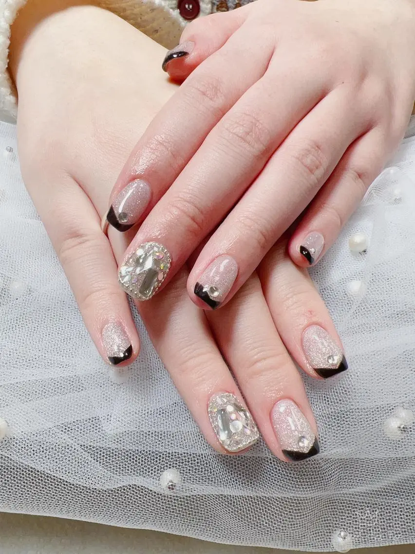 ショート カラー ネイル フレンチネイル マグネットネイル ハンドネイル Nail NaNaのネイルデザイン