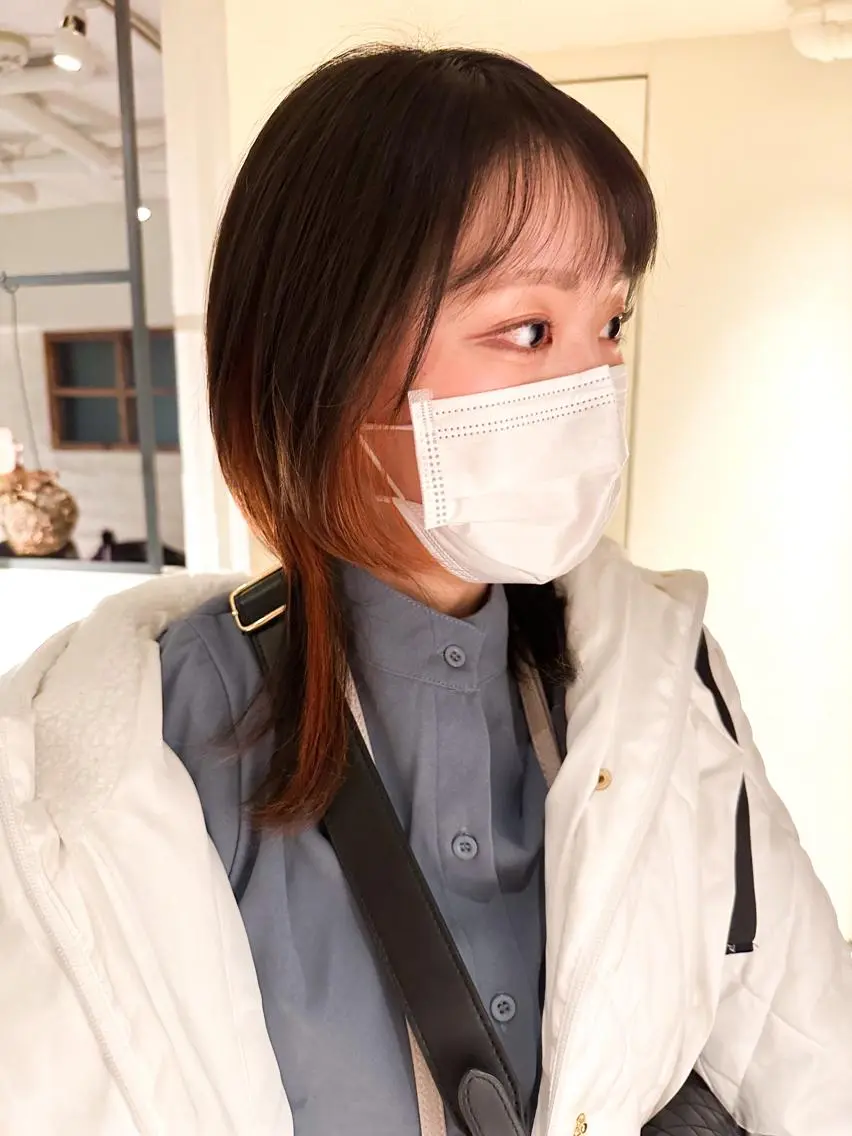 セミロング カラー ヘアアレンジ 🤎ono/ 切りっぱなしボブ🤎のヘアスタイル