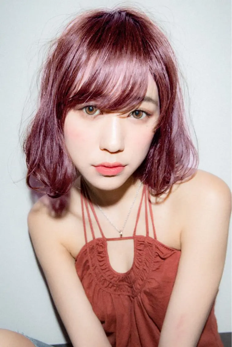 ミディアム カラー パーマ ピンクカラー ボブ インナーエクステ渋谷 🦋KAJIのヘアスタイル