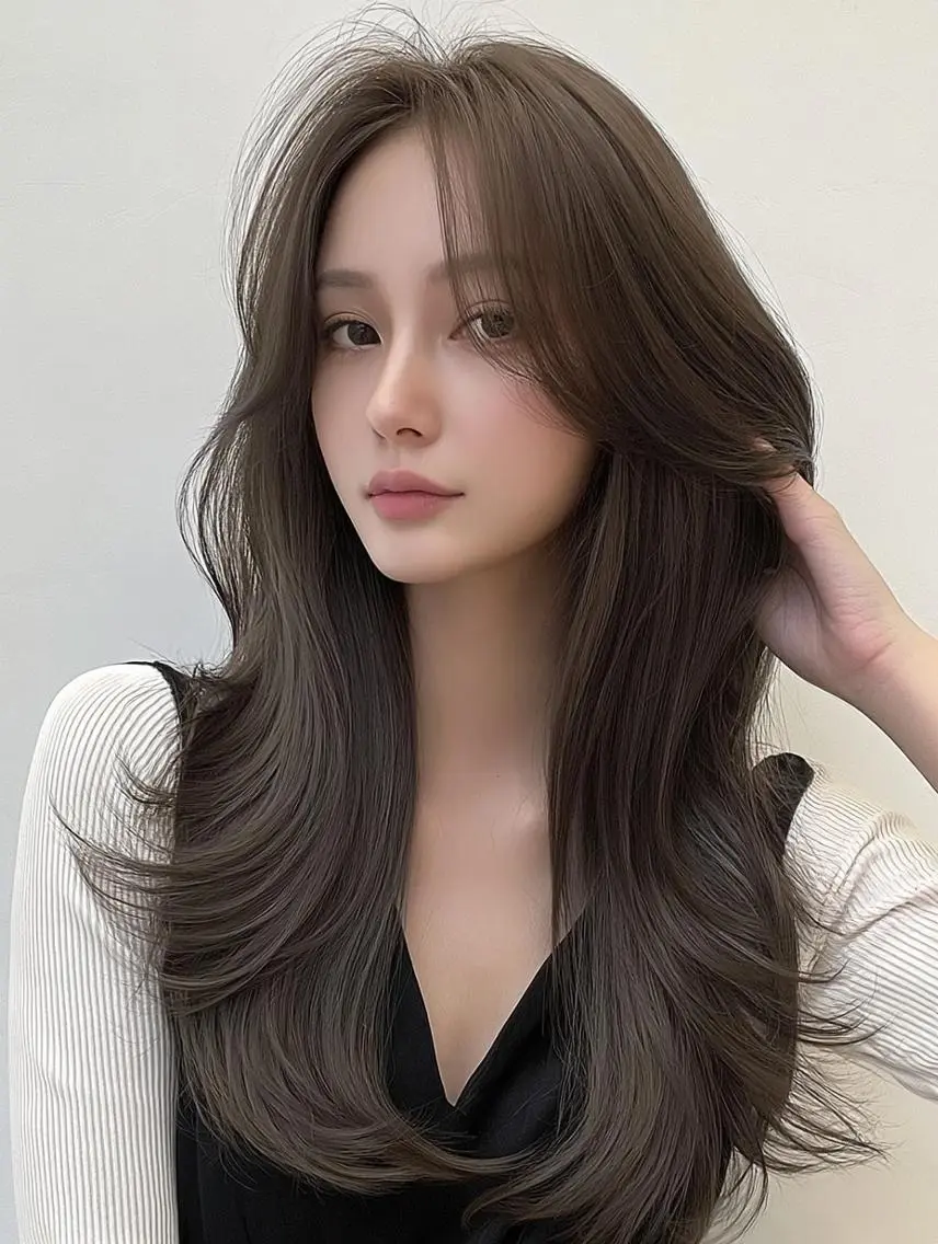 セミロング 髪質改善 韓国風ヘア レイヤーカット ヘアカラー トリートメント Sayaka🩶 / 天王寺 / 韓国ヘアのヘアスタイル