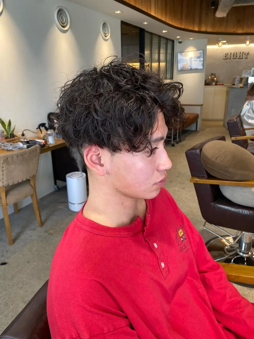 パーマ ショートボブ ツイストスパイラルパーマ ボブ シースルーバング ウルフカット メンズツイスパ ショートフクヤマシンのヘアスタイル