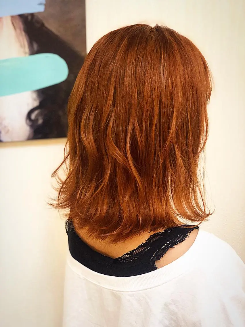 ミディアム カラー ベージュカラー ダブルカラー オレンジ オレンジベージュ KEN 🌟のヘアスタイル
