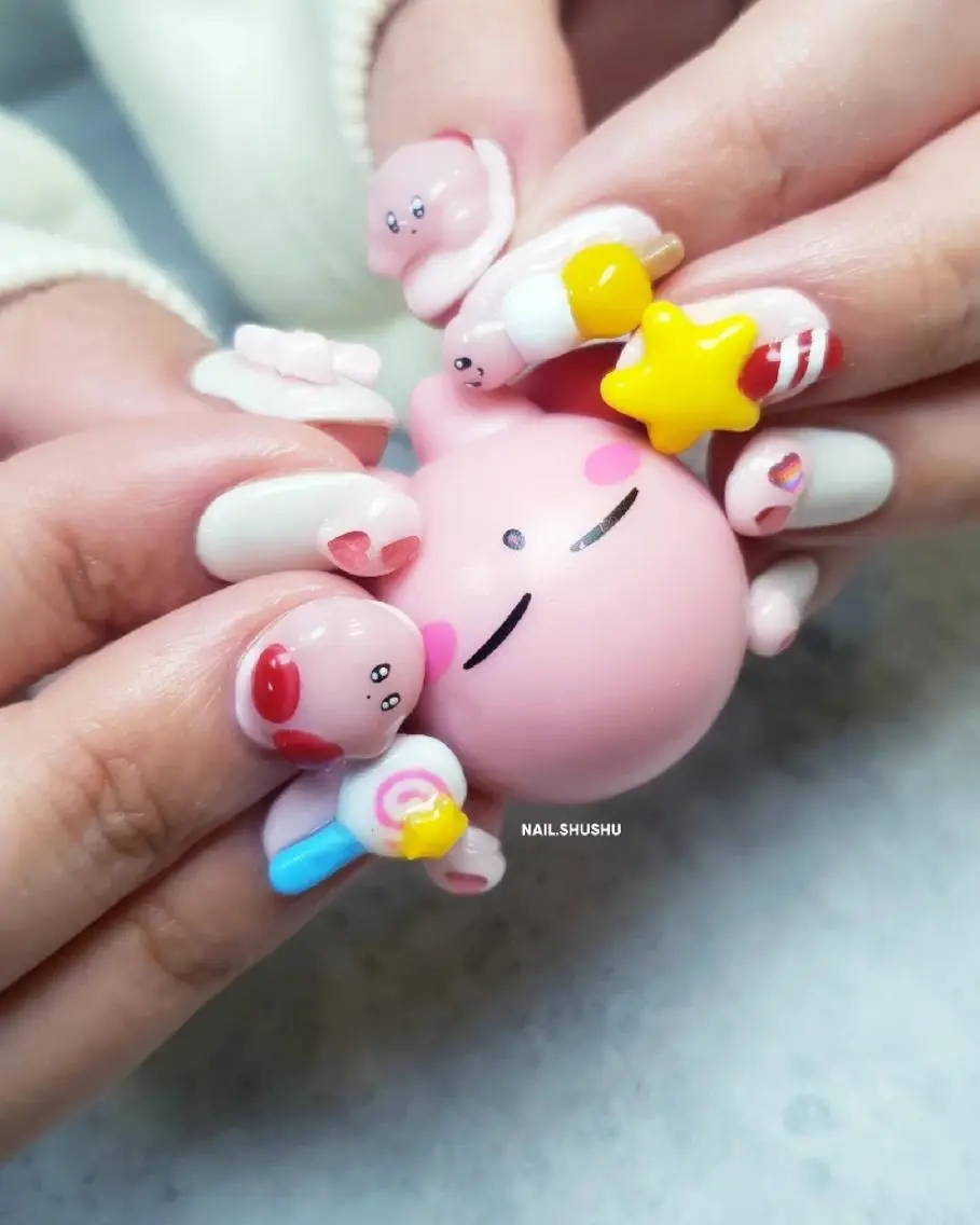 ネイル アートネイル 韓国ネイル 持ち込み ニュアンスネイル シンプルネイル 3dパーツ/流行り 👧shushu❤️のネイルデザイン