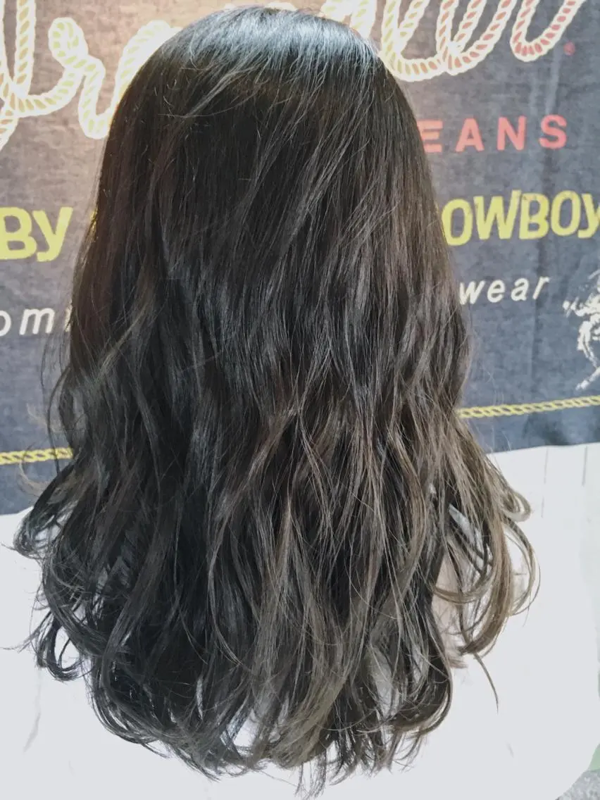 ロング カラー パーマ 透明感カラー グレージュ ミント 代表 中島貴志のヘアスタイル