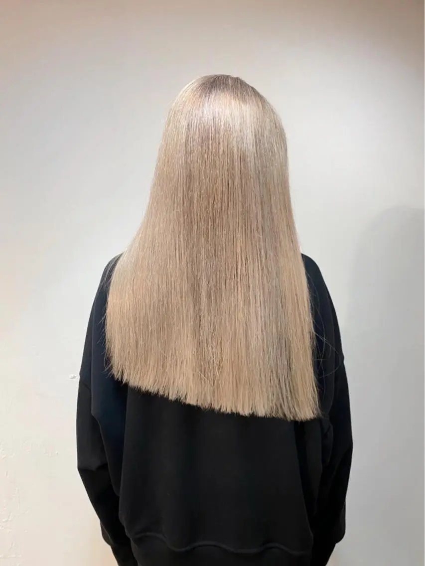 ロング カラー 切りっぱなしボブ ショートボブ ベージュカラー ブリーチ ブロンド 🧡色落ちまで2度 楽しめる🧡ヨシキのヘアスタイル