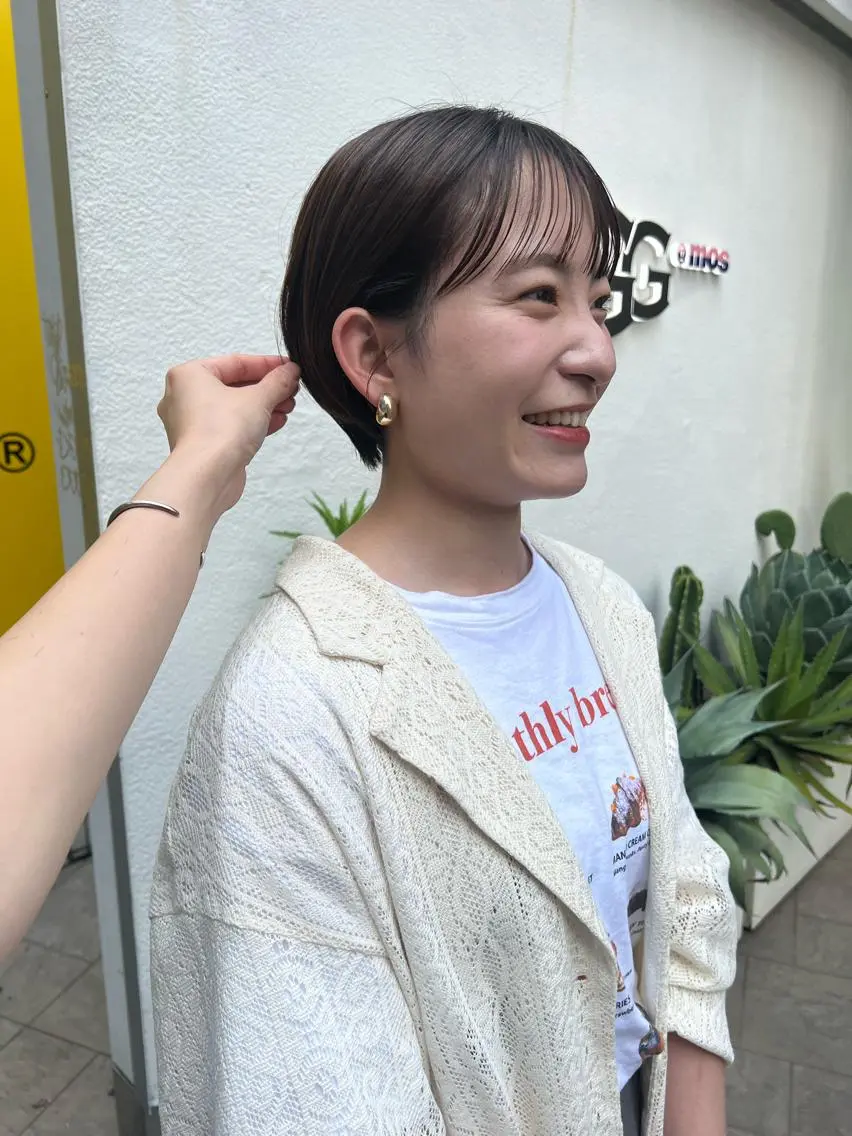 ショート 縮毛矯正ボブ&顔まわ レイヤー♡TOMOEのヘアスタイル