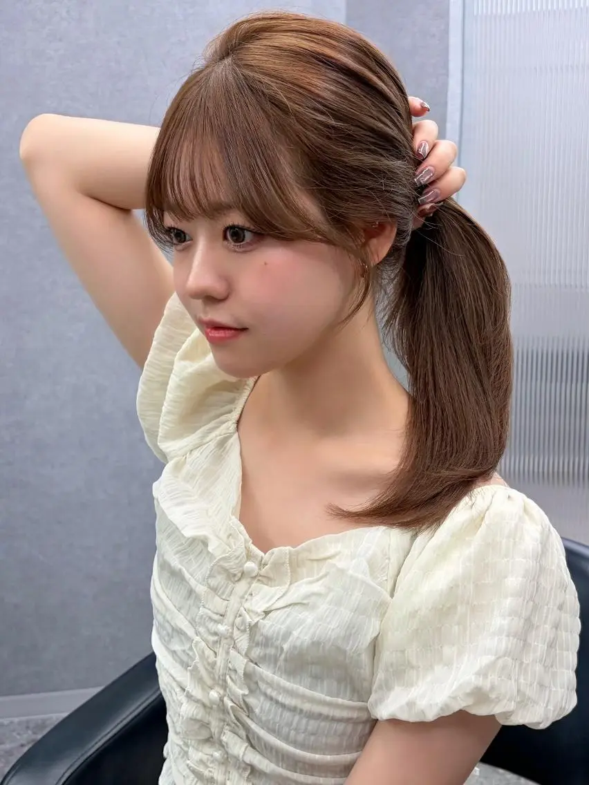 ミディアム 顔周りカット 韓国風ヘア 似合わせカット 小顔カット カット トリートメント さや🍀/透明感 カラー/ヘアセットのヘアスタイル