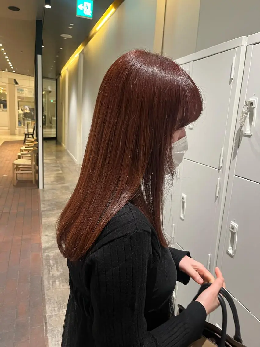 セミロング カラー ブリーチ ブリーチなしカラー ピンクカラー カット ヘアカラー トリートメント マンツーマン 縮毛矯正/マユコのヘアスタイル
