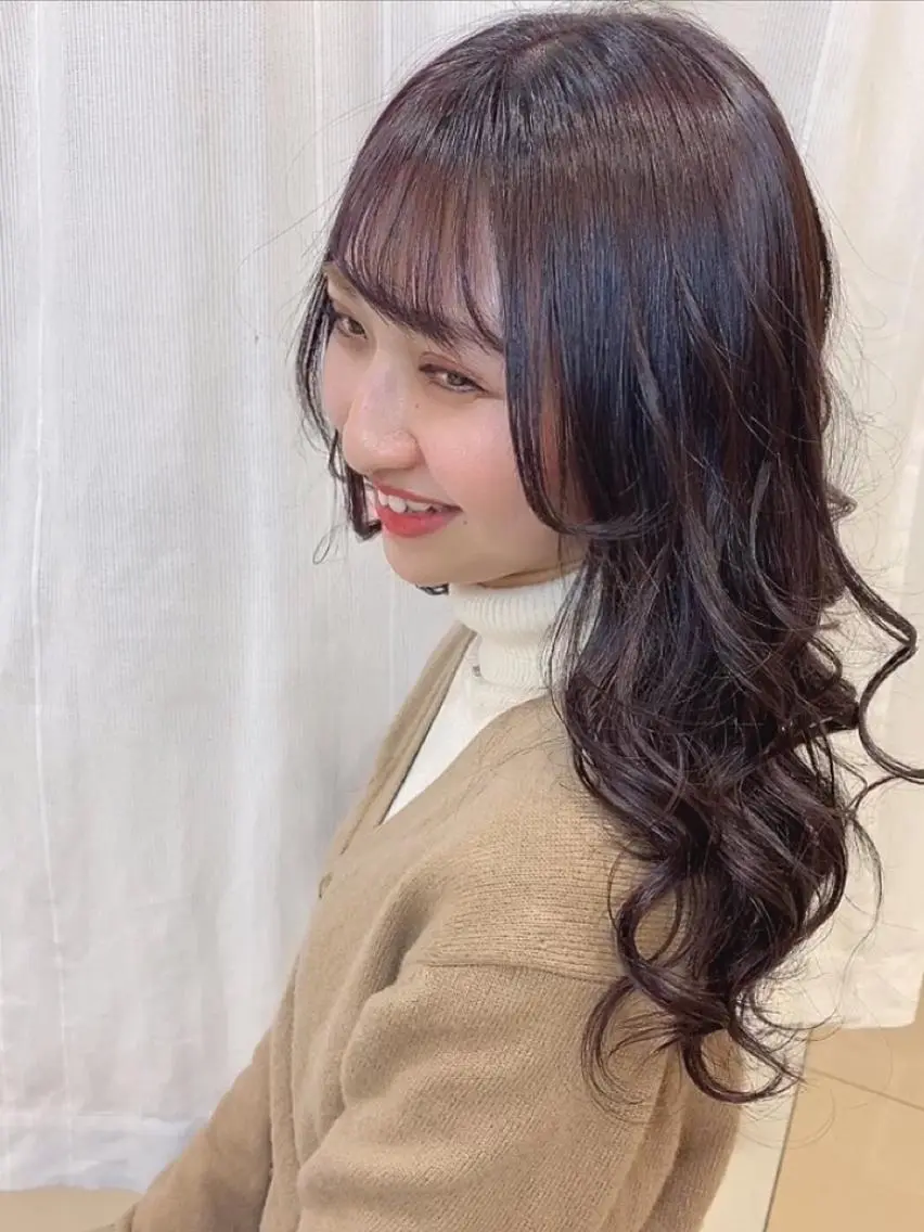 セミロング カラー パーマ ヘアアレンジ ラベンダーカラー シールエクステ専門店 Spira藤崎宮のヘアスタイル