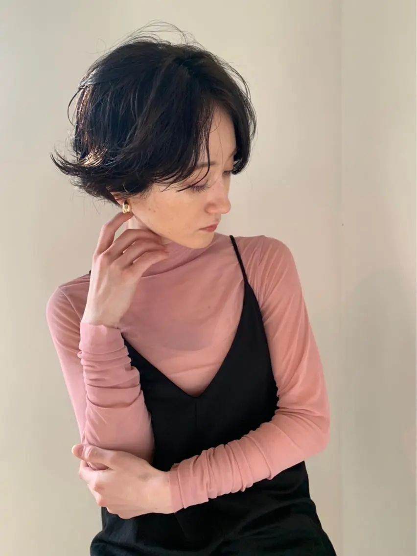 ショート カラー パーマ バレイヤージュ ダブルカラー グラデーションカラー ハイライトカラー イルミナカラー CEINE【セーヌ】 三軒茶屋のヘアスタイル