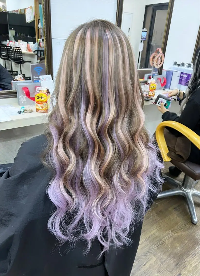 ロング カラー ブリーチ ケアブリーチ エクステ ヘアカラー エクステ 🧠U-topia 西村彩🧠のヘアスタイル