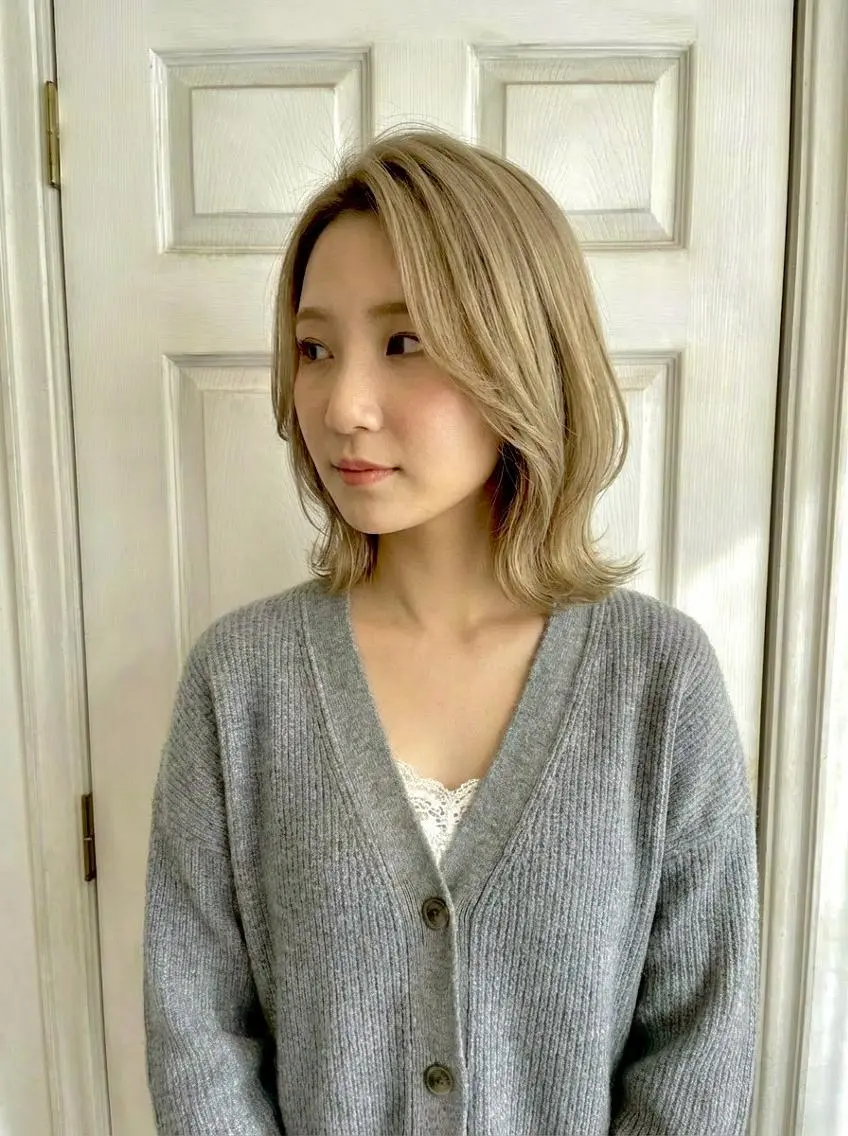 ミディアム ボブ くびれヘア 顔周りカット 髪質改善 韓国風ヘア Aroma hair 🌙tanakaのヘアスタイル