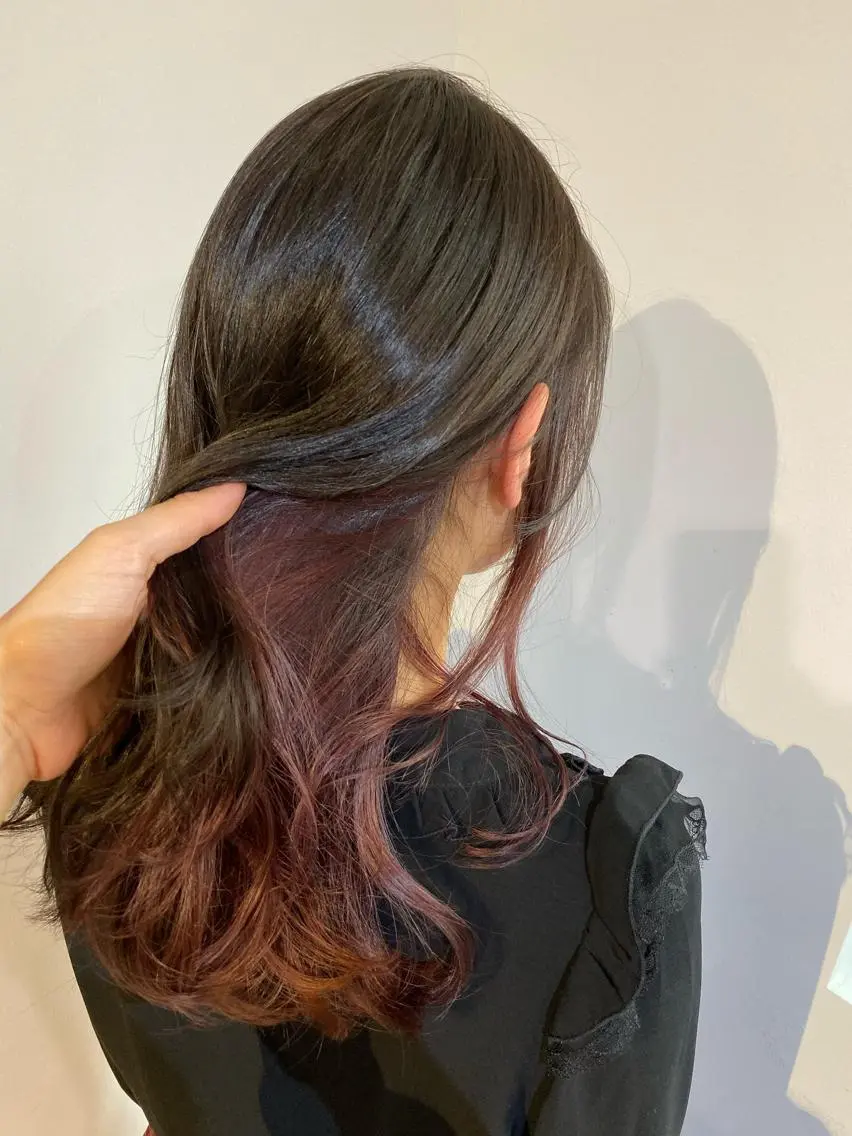 ミディアム カラー インナーカラー ラベンダーカラー ピンクカラー ピンクラベンダー カット ヘアカラー トリートメント scene. haraのヘアスタイル