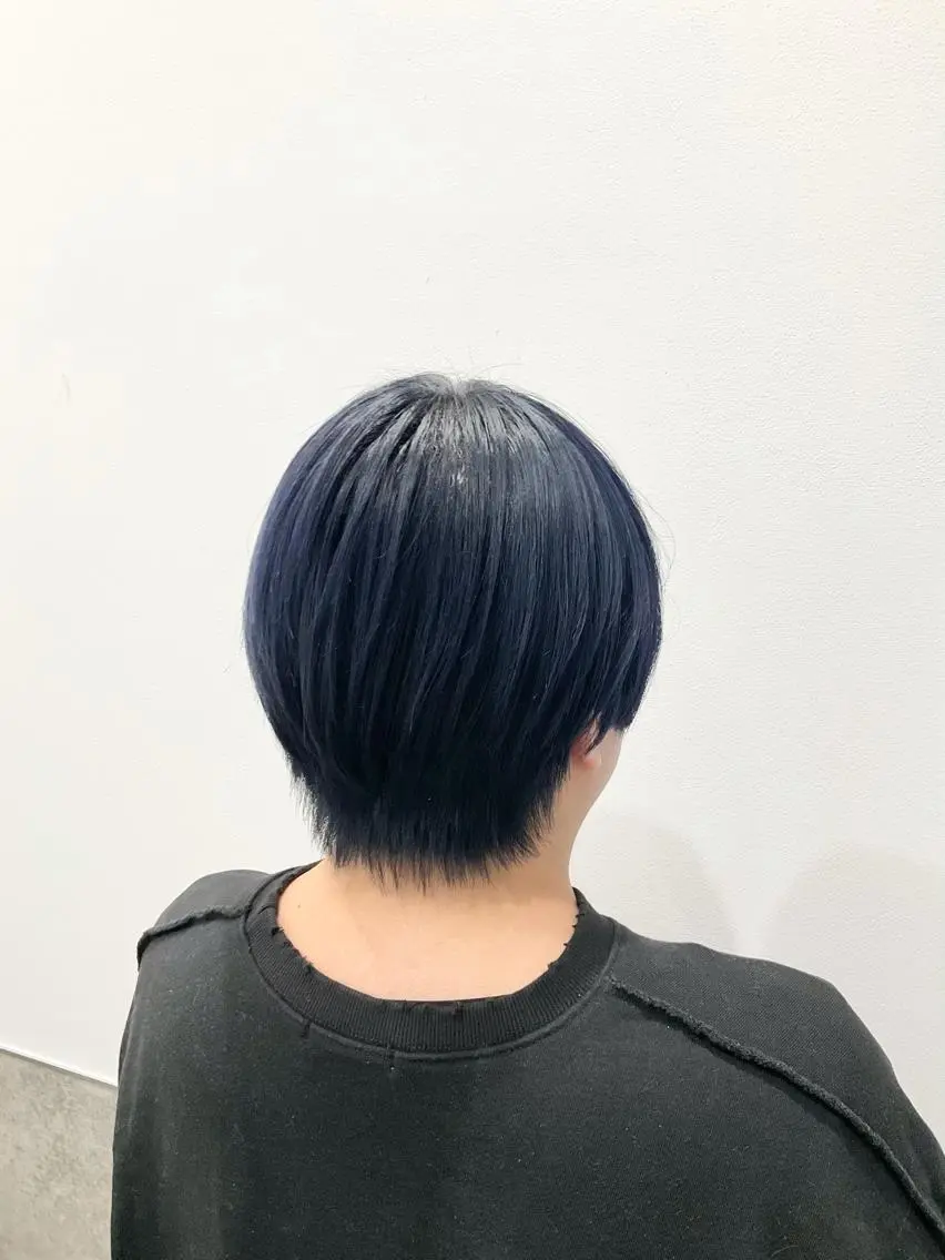ショート カラー ネイビーカラー ヘアカラー トリートメント ヘアセット yoshi ☆のヘアスタイル