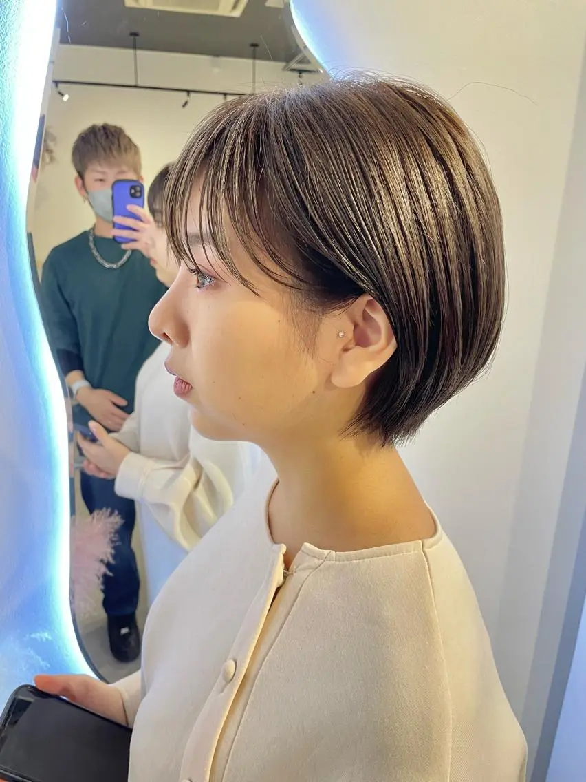 ショート カラー サイドバング 👑髪質改善カラー 中垣斗希のヘアスタイル