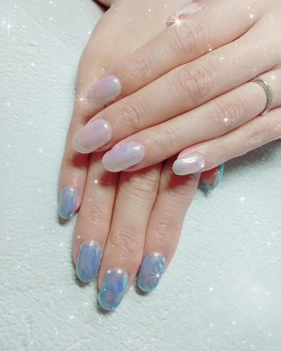 ネイル オーロラネイル キラキラネイル 韓国ネイル 大理石ネイル(マーブル) ミラーネイル ハンドネイル flure de neige yukiのネイルデザイン