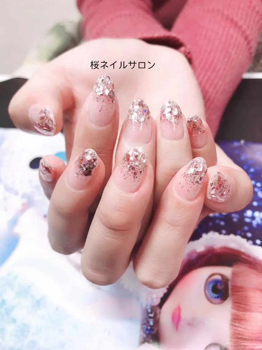 ネイル キラキラネイル ハンドネイル MoonNail ユリ🌸のネイルデザイン