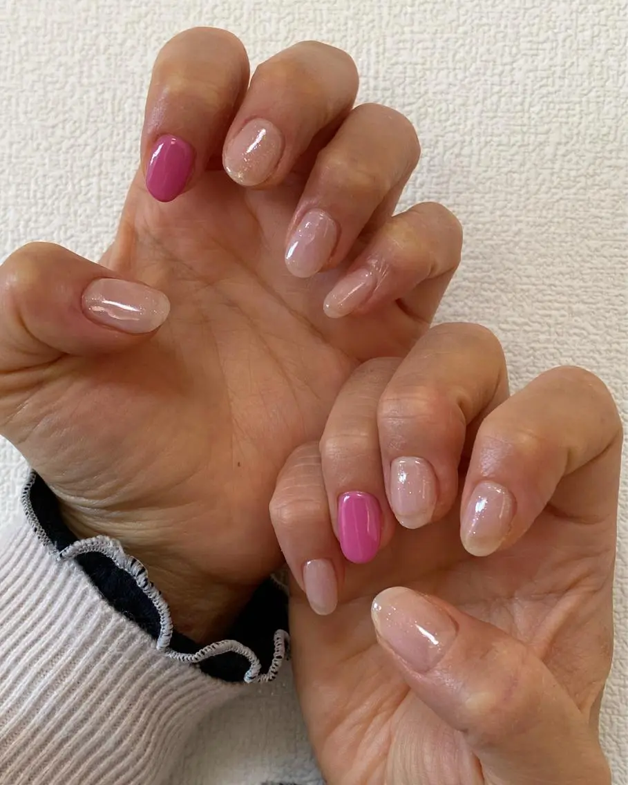 ネイル ピンク ハンドネイル 自宅サロン FeelFreeのマツエク・マツパデザイン