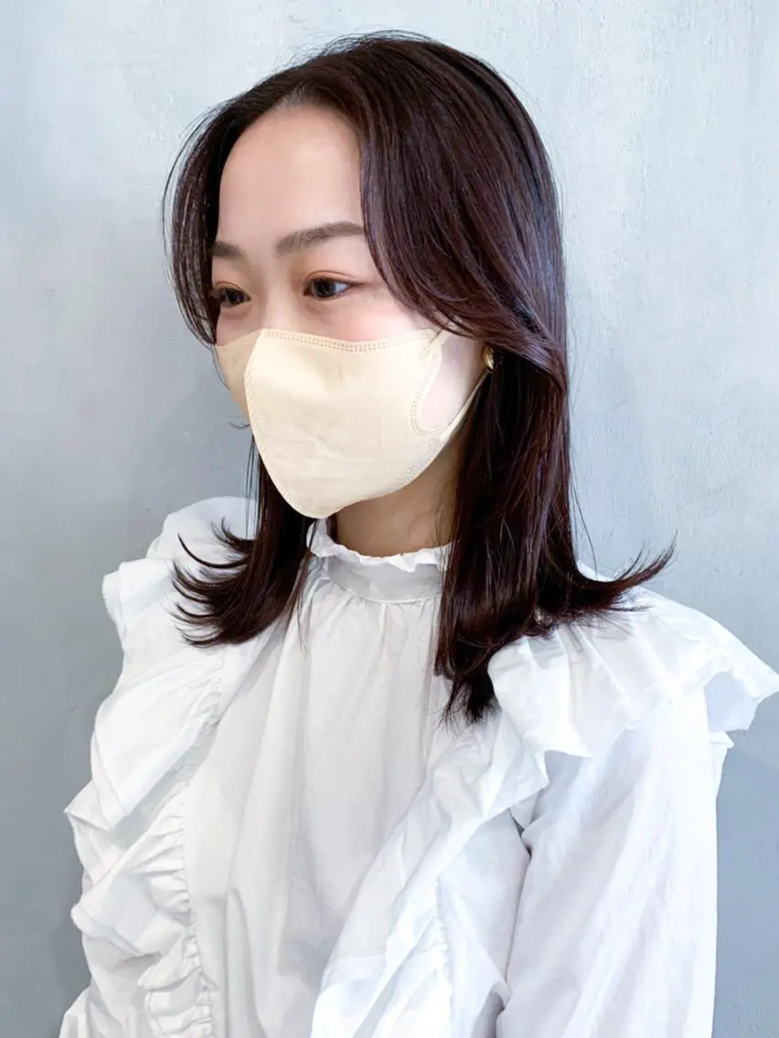 ミディアム カラー 顔まわりレイヤー レイヤーカット カット ヘアカラー トリートメント ITbyALBUM 中野店のヘアスタイル