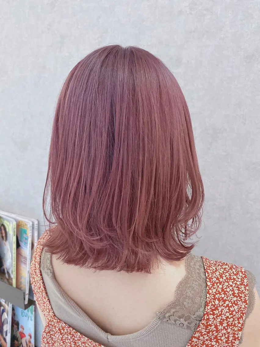 ミディアム パープルカラー カット ヘアカラー トリートメント 浦口友華 ♡  暖色系カラーのヘアスタイル
