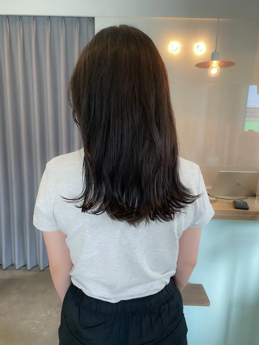 セミロング カラー オリーブカラー オリーブグレー 板谷みさき /似合わせBobのヘアスタイル